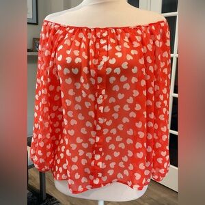 ❤️❤️❤️ Forever 21 Red Heart Off-The-Shoulder Blouse ❤️❤️❤️ VALENTINES IS COMING!